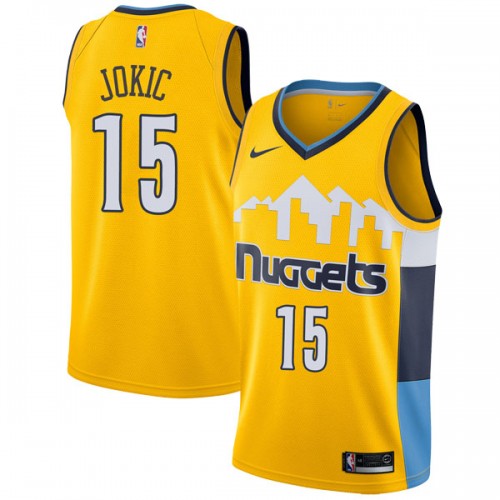 Men's Denver Nuggets Yellow #15 Nikola Jokic Swingman Stitched NBA Jersey